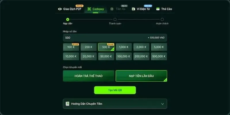 Giao dịch nạp rút tiền ổn định